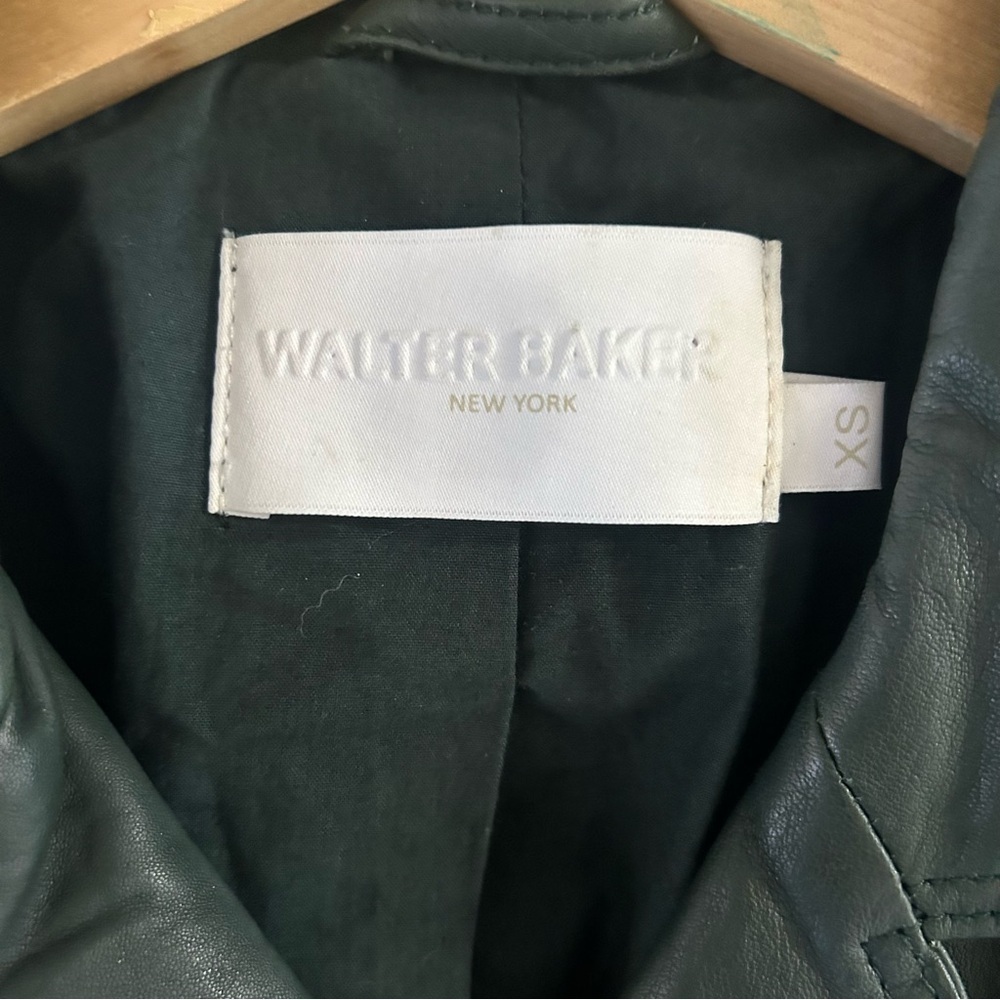 Walter Baker Leather Biker Jacket in Green sz XS - Picture 3 of 5